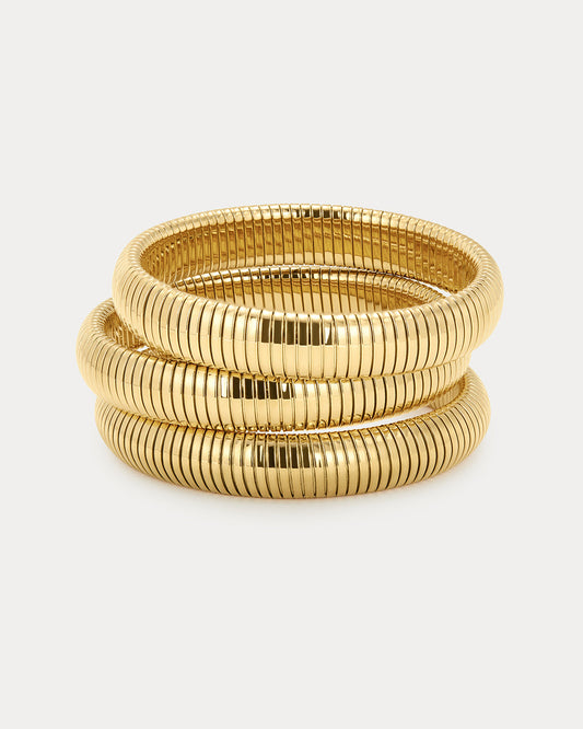 Flex Snake Chain Bracelet- Set of 3 (12mm wide)- Gold