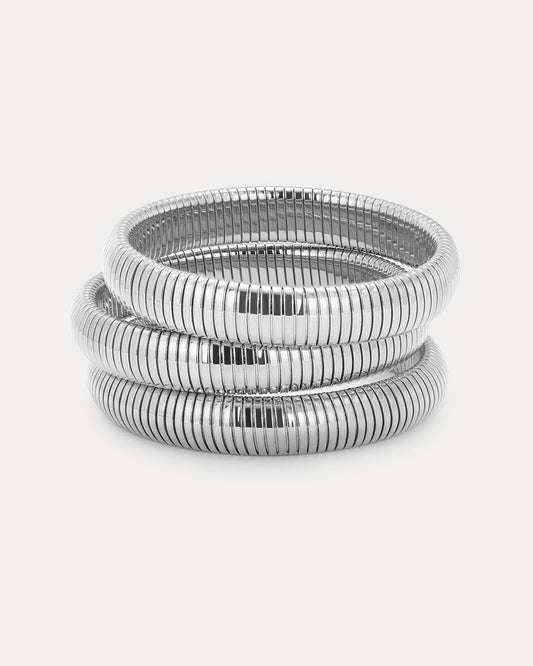 Flex Snake Chain Bracelet- Set of 3 (12mm wide)- Silver