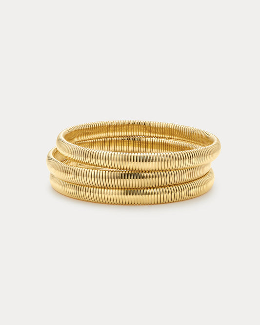 Mini Flex Snake Chain Bracelet- Set of 3 (7mm wide)- Gold