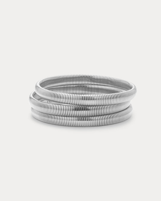 Mini Flex Snake Chain Bracelet- Set of 3 (7mm wide)- Silver (Ships Mid March)