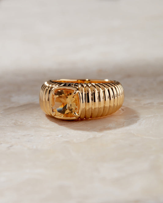 The Elizabeth Cushion Ring- Citrine