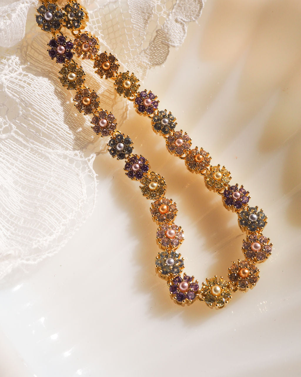 Daisy Studs Anklet- Silver